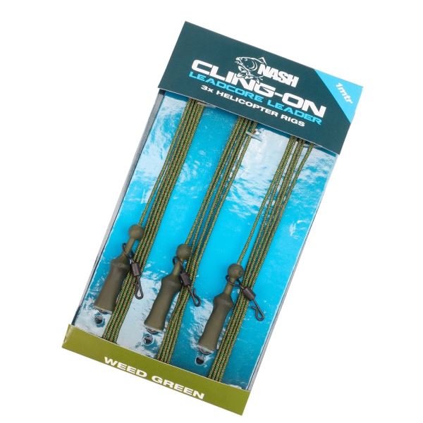 Nash Montáž Cling-On Leadcore Helicopter Leaders 45lb Weed 1 m