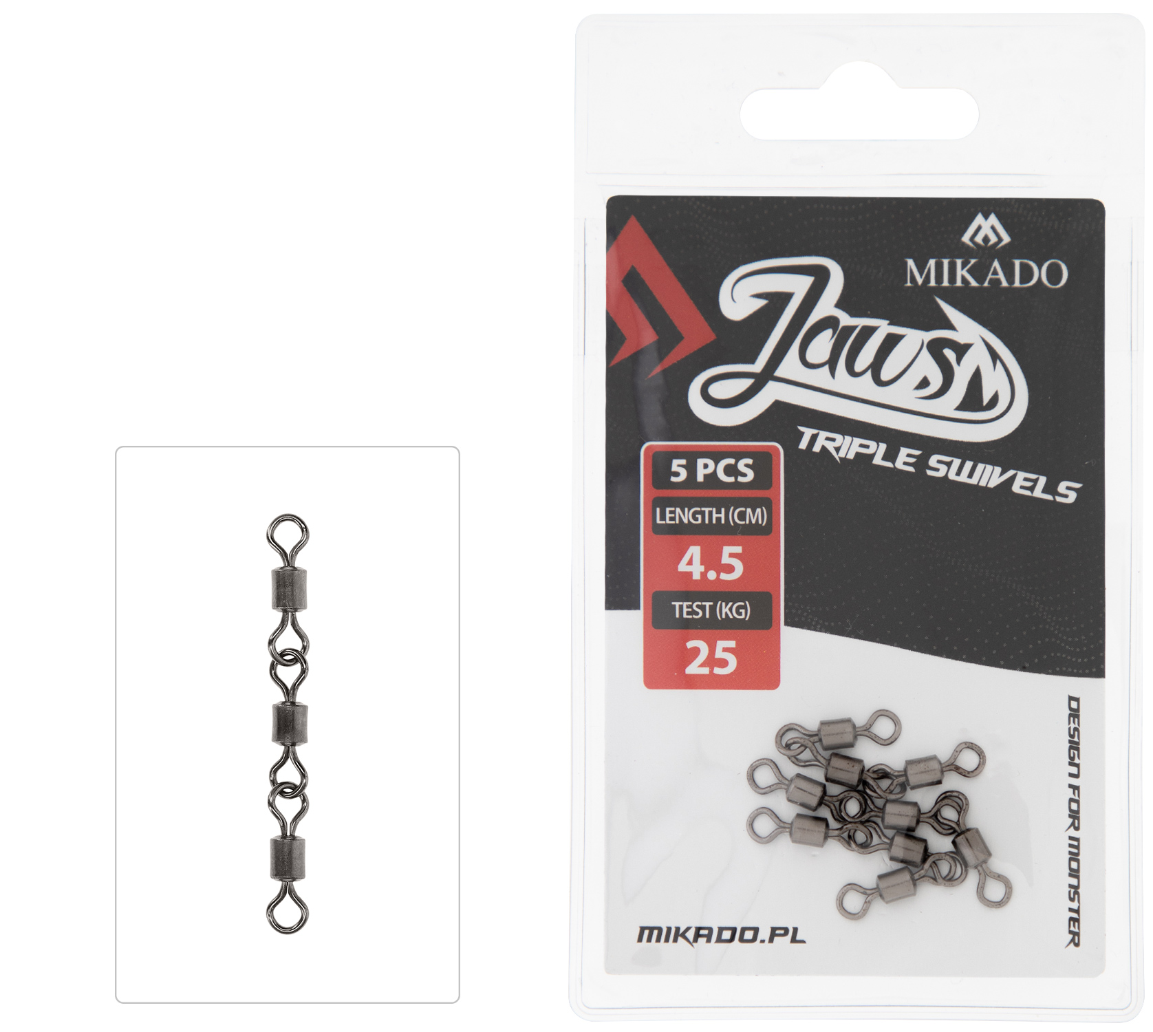 Mikado obratlík jaws triple swivels xl 5 ks 35 kg