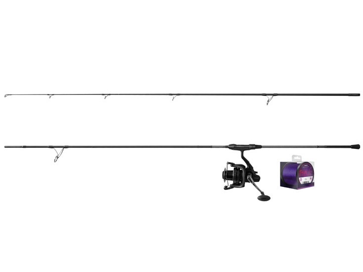 Delphin kaprařský set corsablack nero prut 3,6 m 3 lb 2-díl + naviják magix 6t + vlasec 0,30 mm