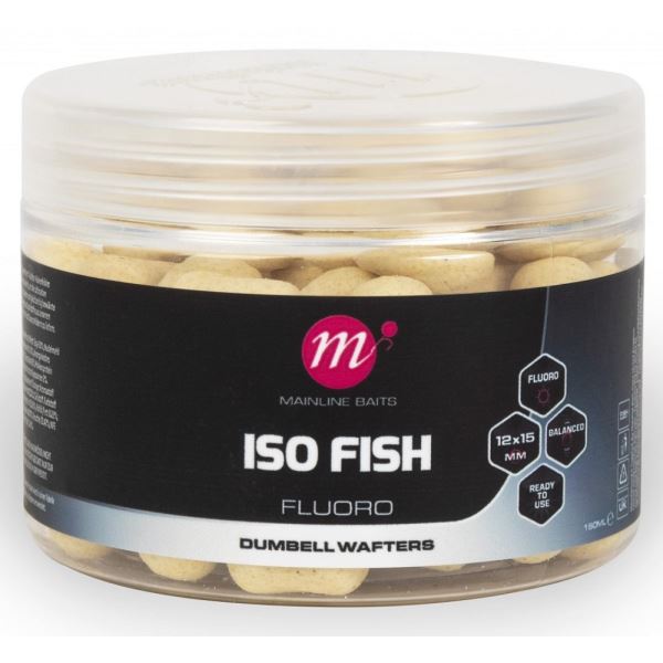 Mainline Vyvážené Boilie Fluoro Dumbell Wafters ISO Fish 150 ml 12x15 mm