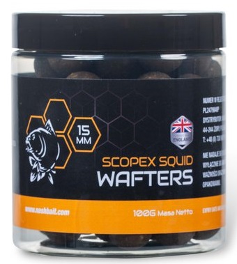 Nash vyvážené boilie wafters scopex squid - 100 g 15 mm