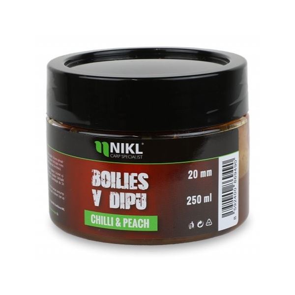 Nikl Boilies V Dipu Chilli & Peach 250 g