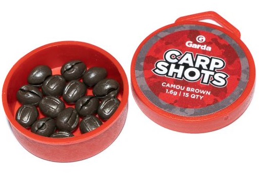 Levně Garda bročky carp shots camou brown - 15 ks 1,6 g