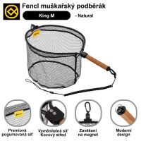 Fencl Muškařský Podběrák King M Natur s Pogumovanou Sítí Magnetický Držák a Pojistné Lanko 40x35 cm (2)