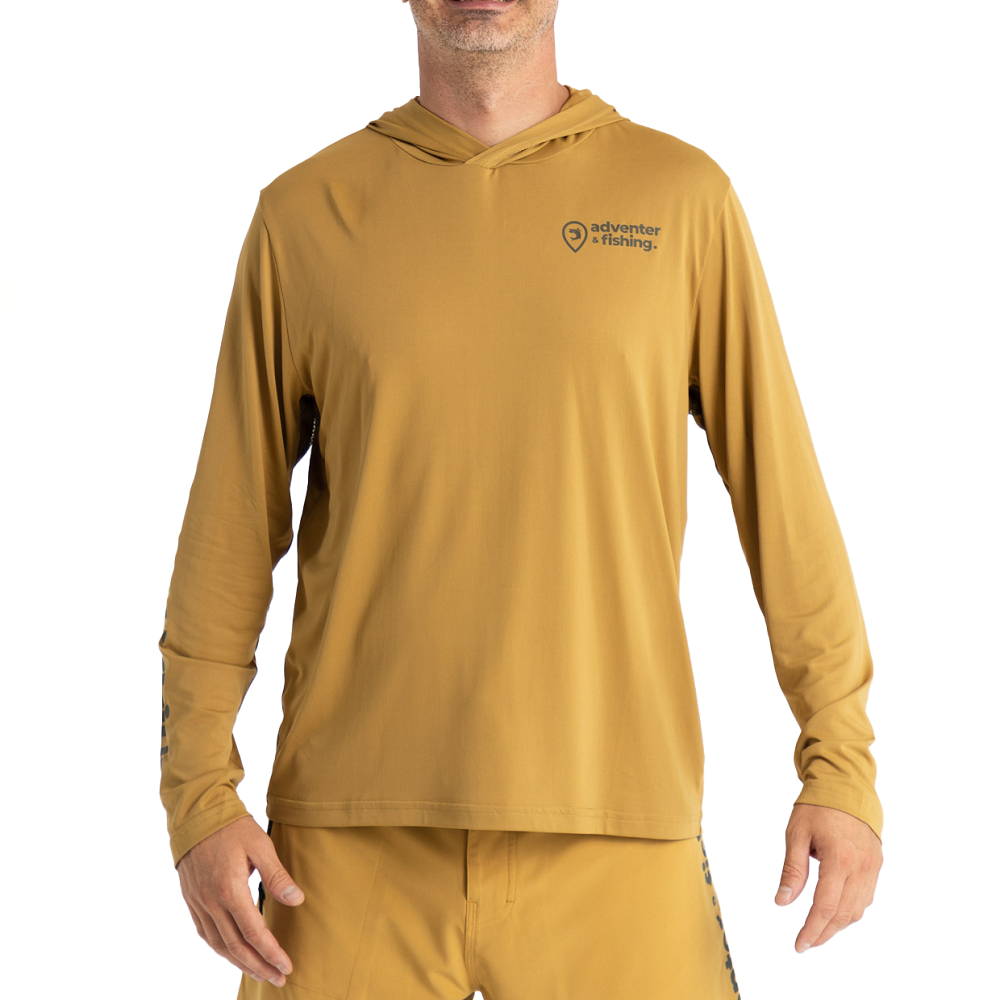 Adventer & fishing funkční hoodie  uv tričko sand - velikost s