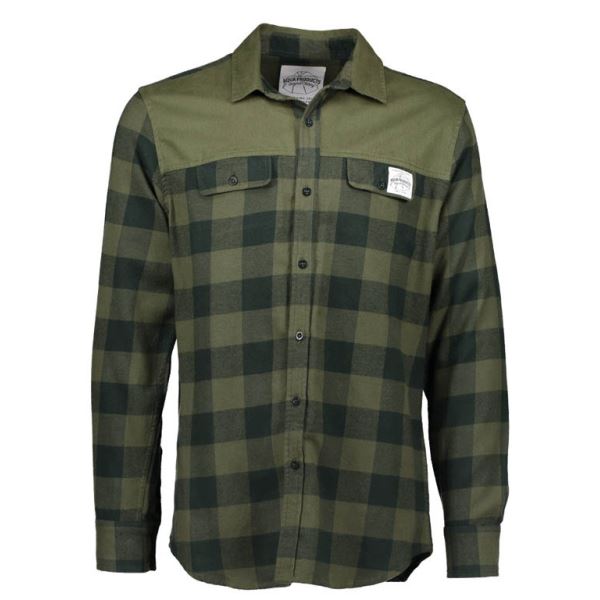 Aqua Flanelová Košile Long Sleeve Green Check Flannel Shirt