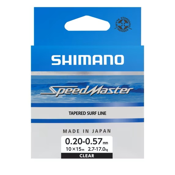 Shimano ujímaný šokový vlasec speedmaster surf taper clear 10x15 m - 0,26-0,57 mm