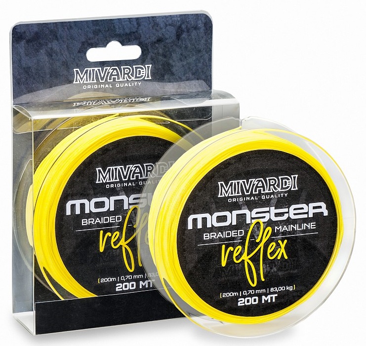 Levně Mivardi splétaná šňůra monster reflex braid 200 m žlutá-průměr 0,70 mm