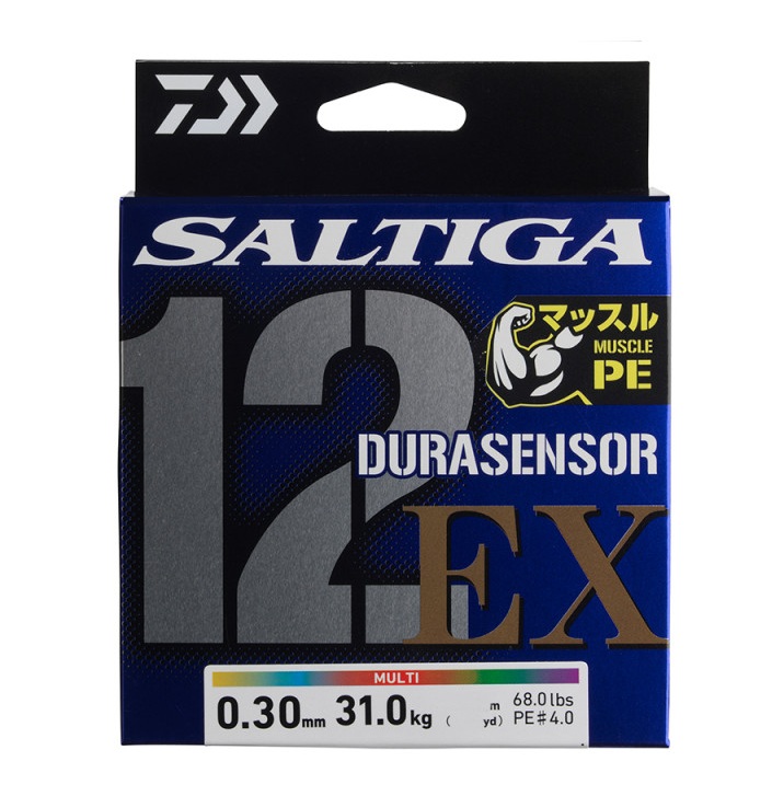 Daiwa splétaná šňůra saltiga durasensosr12 braid ex +si3 300 m multi color - 0,55 mm 59 kg