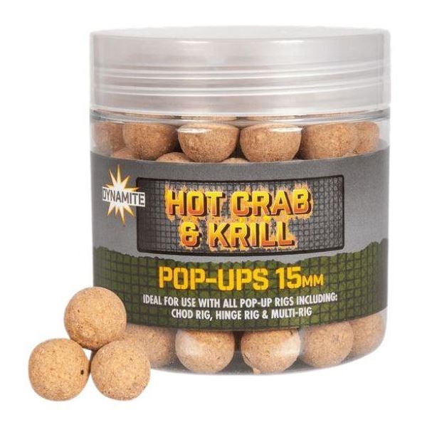 Dynamite baits Plovoucí boilie Pop Ups Hot Crab Krill 15 mm