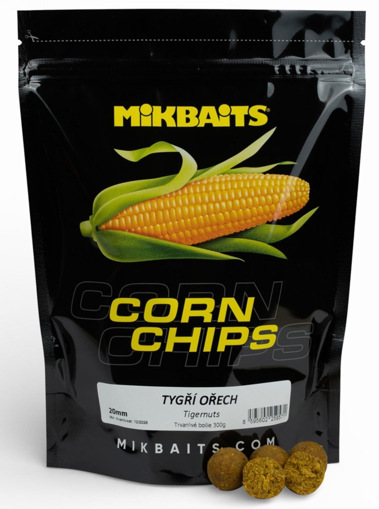 Levně Mikabits boilie corn chips tygří ořech - 300 g 24 mm