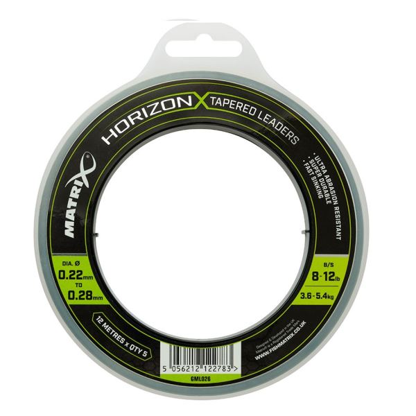 Matrix Šokový Vlasec Horizon X Tapered Leaders - Průměr 0,22-0,28 mm / Nosnost 3,6-5,4 kg
