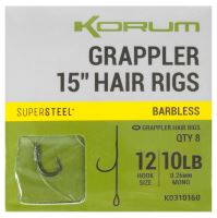 Korum Návazec Grappler 15” Hair Rigs Barbless 38 cm - Velikost Háčku 12 Průměr 0,26 mm Nosnost 10 lb