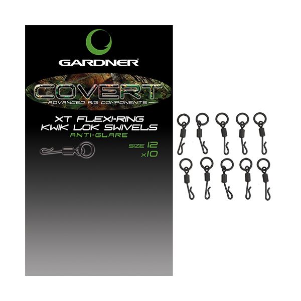 Gardner Obratlíky Covert XT Flexi-Ring Kwik Lok Swivels 10 ks Velikost 12