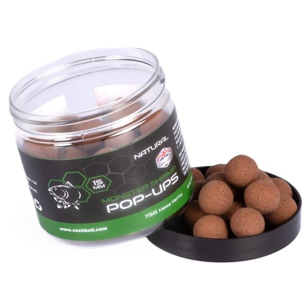 Nash Plovoucí Boilie Pop Ups Monster Shrimp Natural 75 g