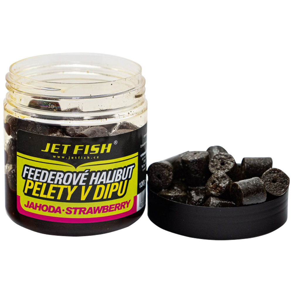 Levně Jet fish feederové halibut pelety v dipu 12 mm 120 g - chilli