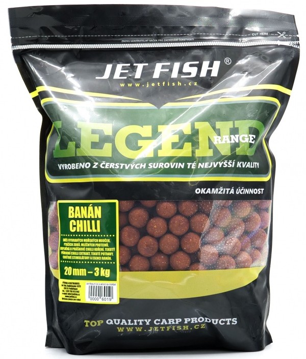 Levně Jet fish boilie legend range banán chilli - 3 kg 24 mm
