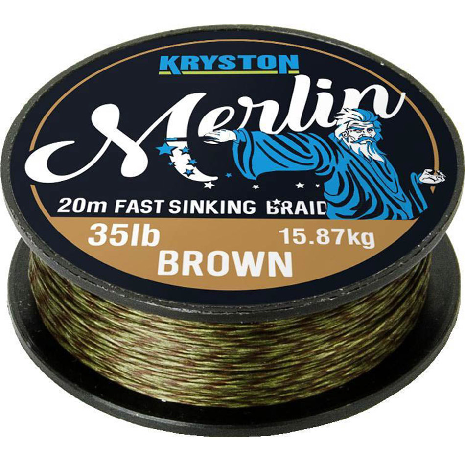 Levně Kryston návazcová šňůrka merlin fast sinking braid písková 20 m-nosnost 15 lb