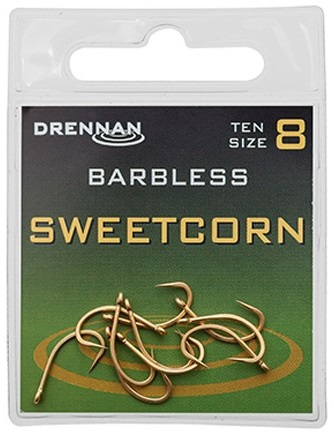 Drennan háčky bez protihrotu sweetcorn barbless - velikost 10