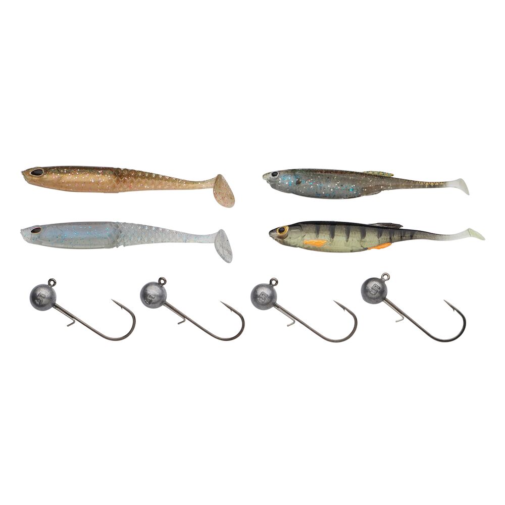 Berkley sada nástrah a jigových hlaviček powerbait perch jig pro pack clear water 8 ks 7,5 + 8 cm 5 g