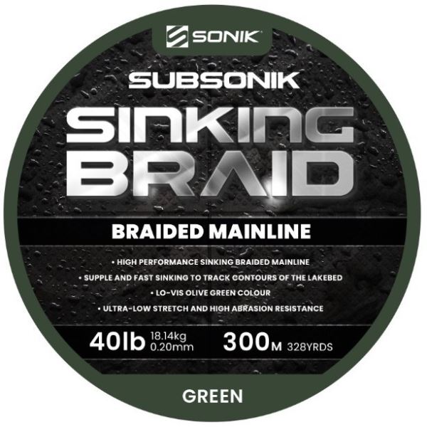 Sonik Šňůra Subsonik Sinking Braid Green 0,20 mm 18,14 kg