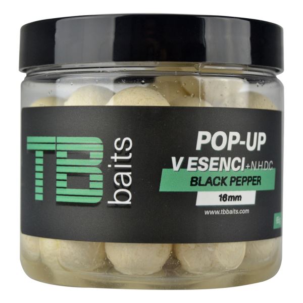 TB Baits Plovoucí Boilie Pop-Up White Black Pepper + NHDC 65 g