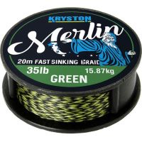 Kryston Návazcová Šňůrka Merlin Fast Sinking Braid Zelená 20 m-Nosnost 25 lb