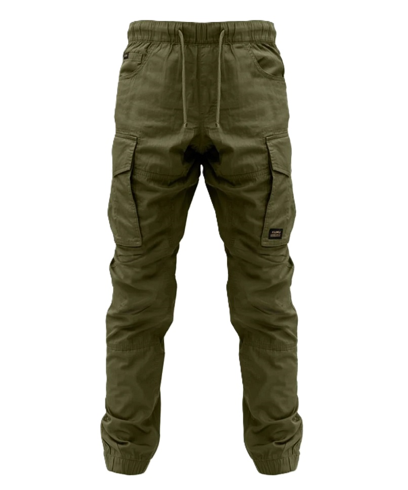 Levně Kumu lehké kalhoty utility cargos khaki - m