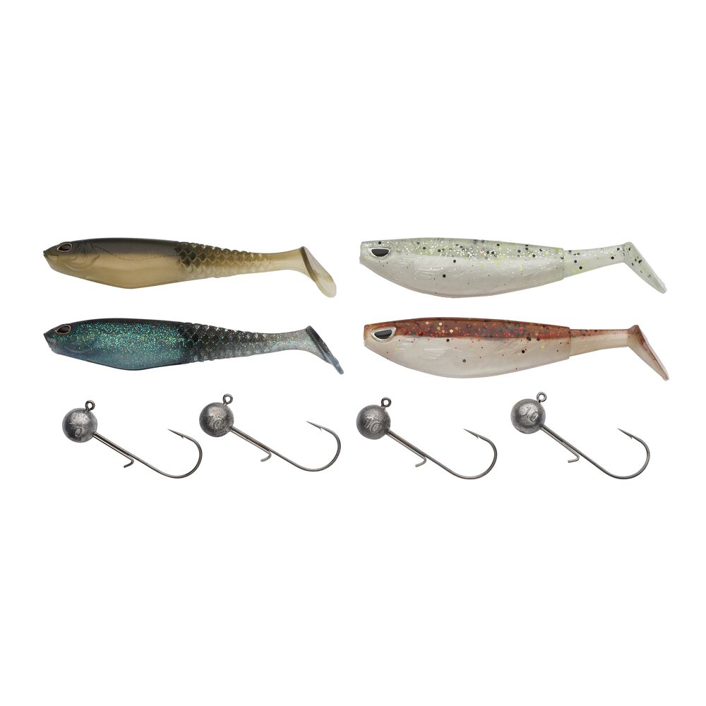 Berkley sada nástrah a jigových hlaviček powerbait zander jig pro pack clear water 8 ks 10 + 12 cm 10 g