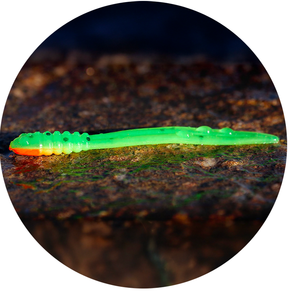 Redbass gumová nástraha micro tail fluo green rh uv color - s 48 mm