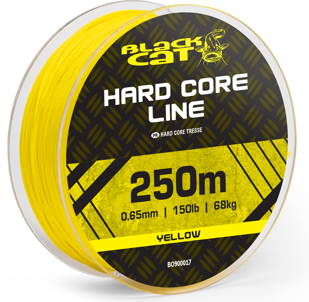 Black cat splétaná šňůra hard core line yellow 250 m - 0,65 mm 68 kg