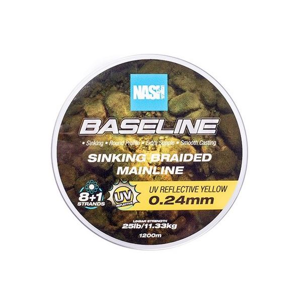 Nash Splétaná Šňůra Baseline Sinking Braid UV Yellow 1200 m