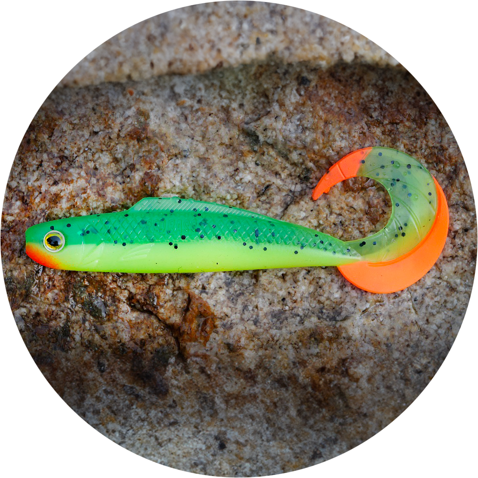 Levně Redbass gumová nástraha twister kixter fluo/green rhrt uv - l 155 mm 25 g