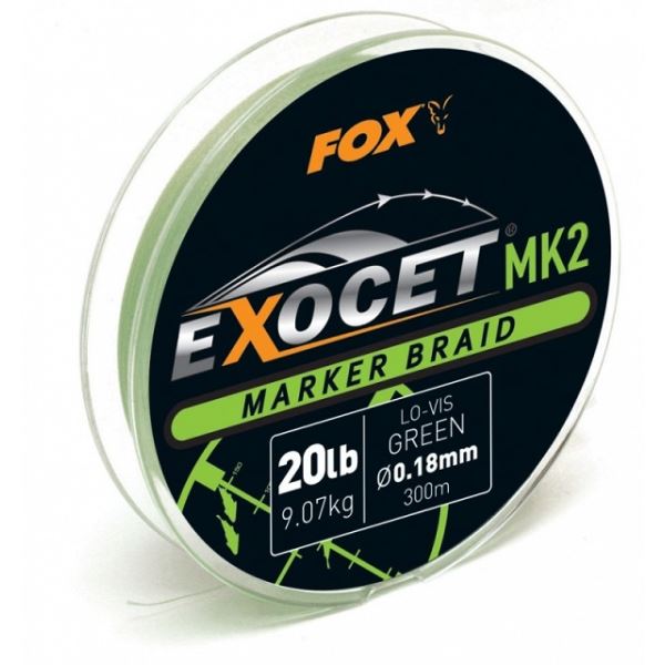 Fox Splétaná Šňůra Exocet MK2 Marker Braid 300 m Green Průměr 18 mm / Nosnost 9,07 kg