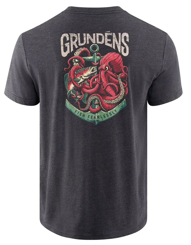 Grundéns tričko octo-trout ss t-shirt heather charcoal - xl