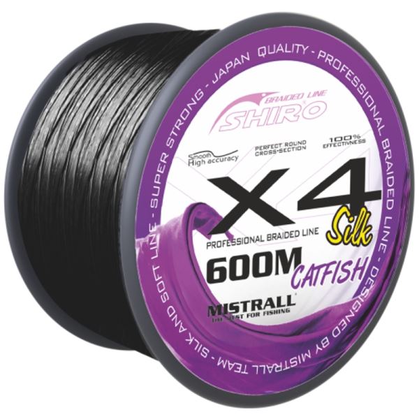 Mistrall Splétaná Šňůra Shiro X4 Catfish Černá 600 m