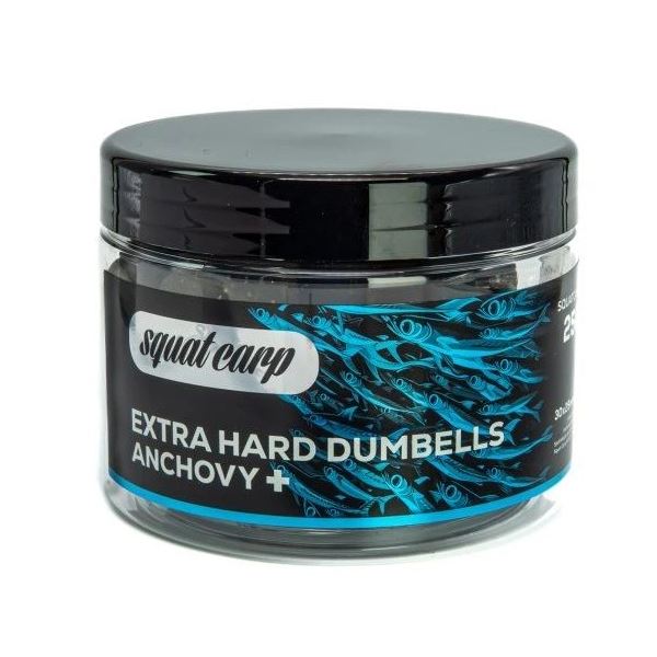 Squat Carp Tvrzené Boilies Extra Hard Dumbells Anchovy+ 250 g 30x25 mm