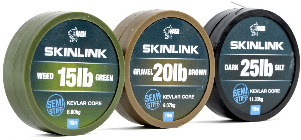 Nash návazcová šňůrka potahovaná skinlink semi stiff 10 m weed zelená-průměr 35 lb / nosnost 15,87 kg