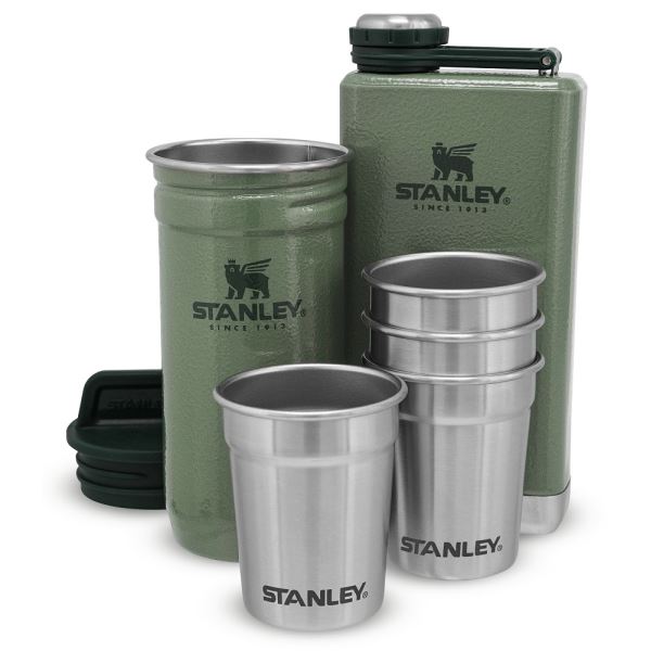 Stanley Dárkový Set Adventure Series Placatka/Butylka 250 ml + Panáky 4ks zelená