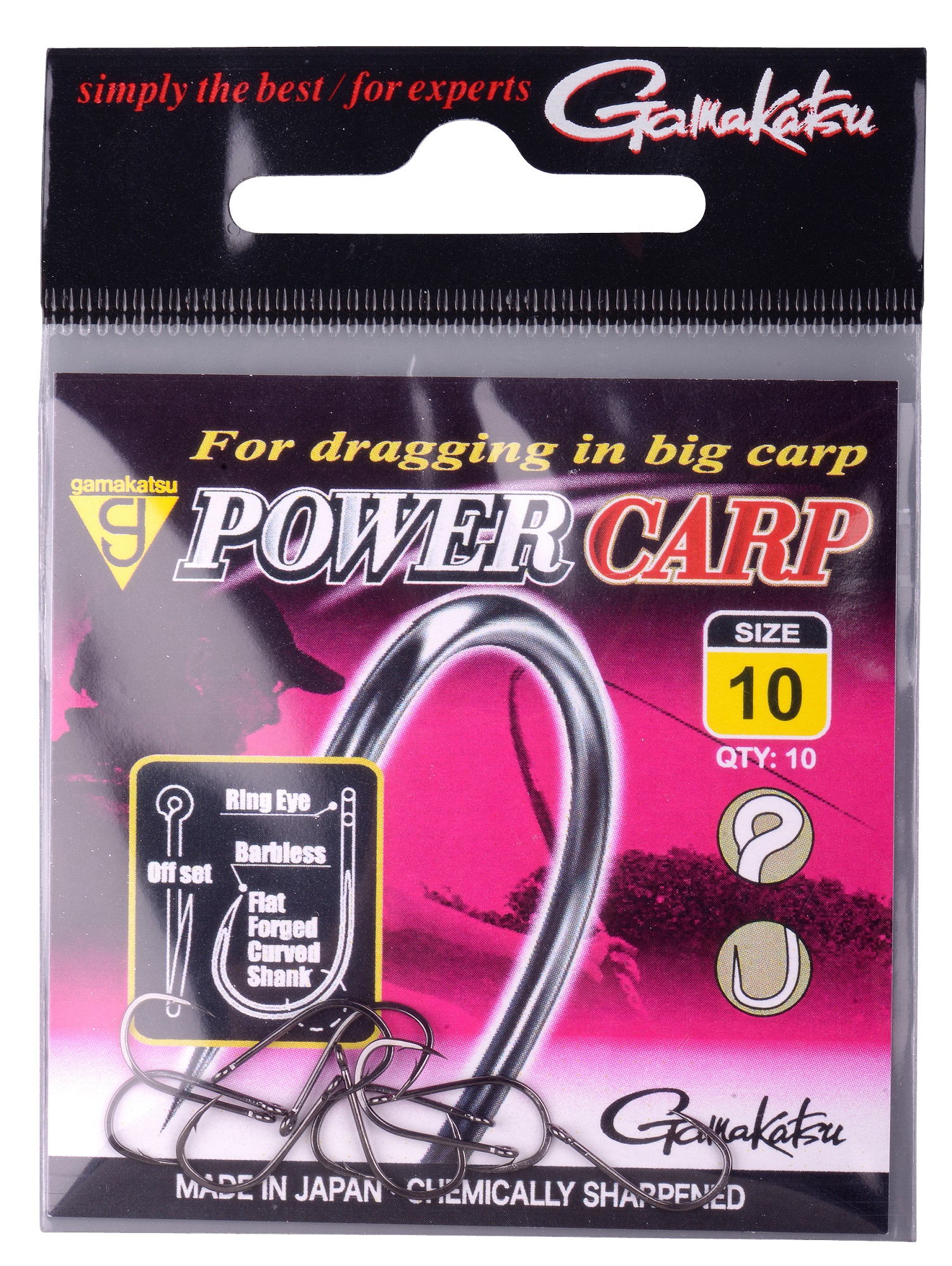 Gamakatsu háčky power carp ring eye-velikost 10