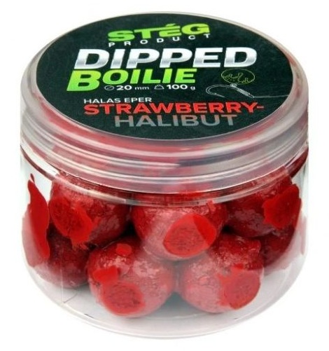 Levně Stég boosterované boilie dipped boilie 100 g 20 mm - strawberry halibut