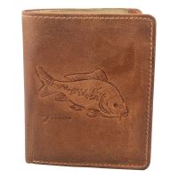 Kožená Pánská Peněženka s Ražbou Kapr Světle Hnědá (1)