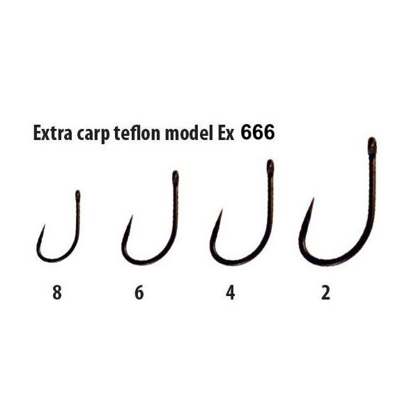 Extra carp háčky teflon Barbless bez protihrotu - série  EX 666  ( 10ks v balení)