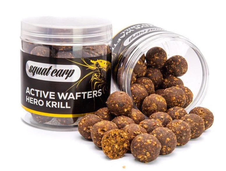 Levně Squat carp vyvážené boilies active wafters hero krill - 150 g 20 mm