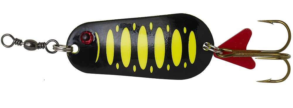 Dam třpytka effzett standard spoon uv fluo yellow black - 4,5 cm 16 g