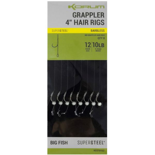 Korum Návazec Grappler 4” Hair Rigs Barbless 10 cm