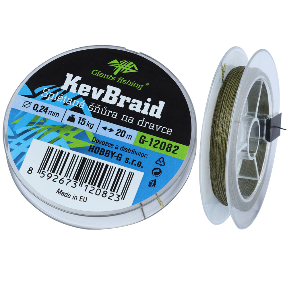 Levně Giants fishing splétaná šňůra na dravce kevbraid 20 m 0,24 mm 15 kg
