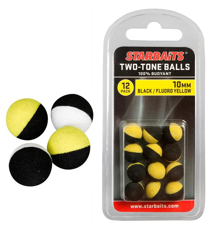 Starbaits plovoucí kuličky two tones balls-10mm černá/žlutá (plovoucí kulička) 12ks