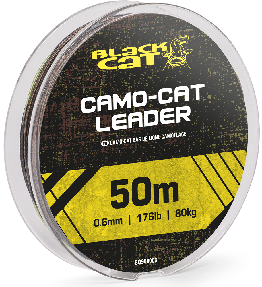 Black cat splétaná návazcová šňůra camo-cat leader 50 m - 0,8 mm 110 kg