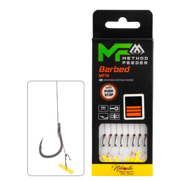Mikado Návazec Feederový MF14 Braided Push Stop Barbed 8 ks 10 cm